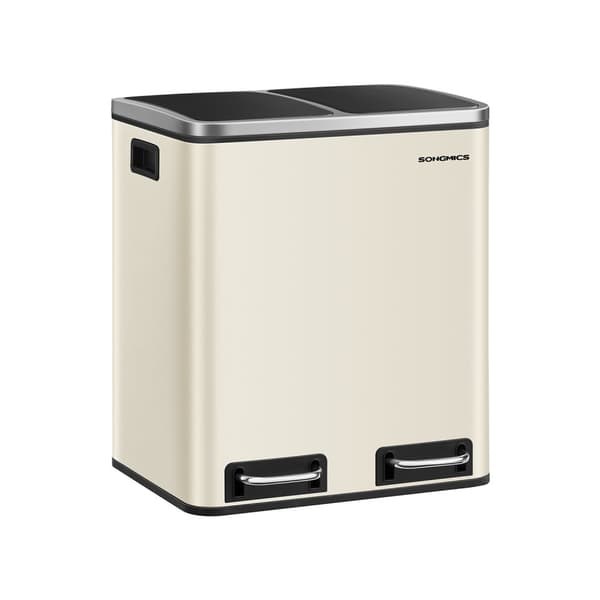 Avfallssorteringssystem 2 rom 2 x 15 l med lokk sandbeige-blekksvart