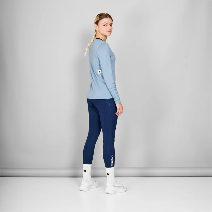 saysky logo pace ls dame blue melange
