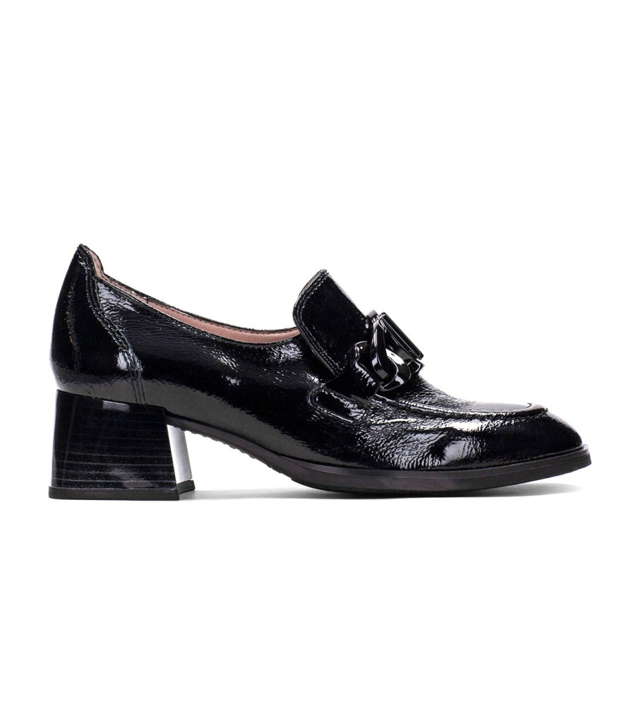 Mocassins Hispanitas Charlize em couro preto - Altura do salto: 4,5 cm -
