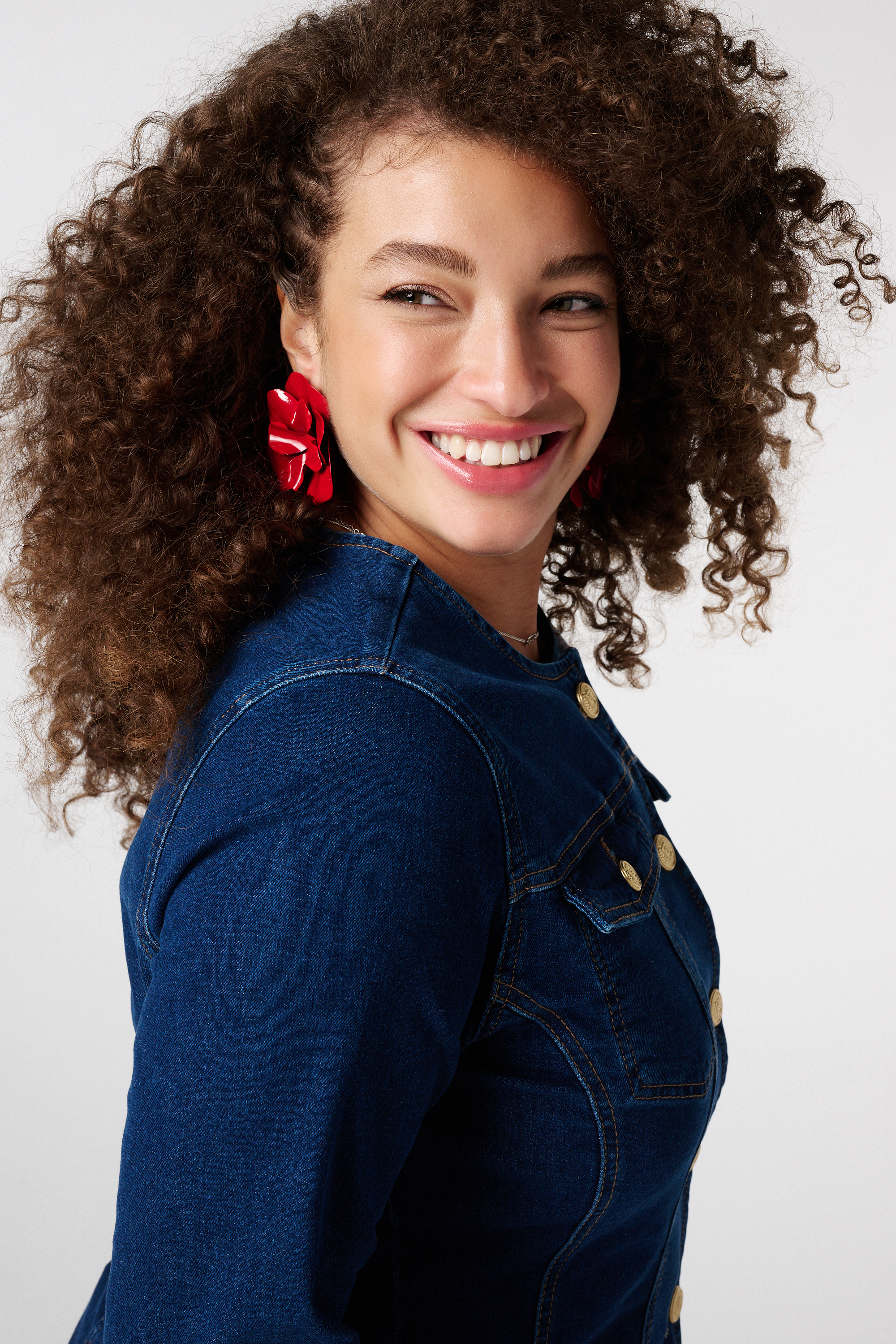 Aansluitend denim jasje Rinse Washed Denim