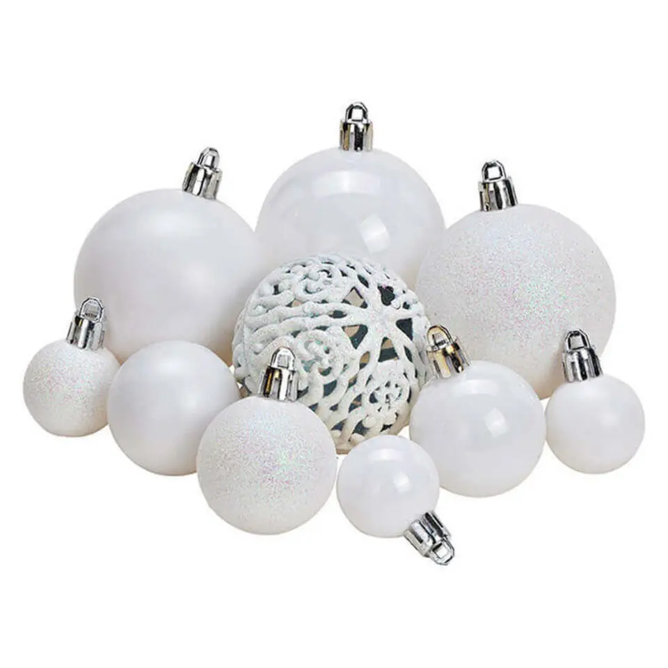 G. Wurm Kerstballen - 50ST - wit - 3 - 4 - 6 cm - kunststof