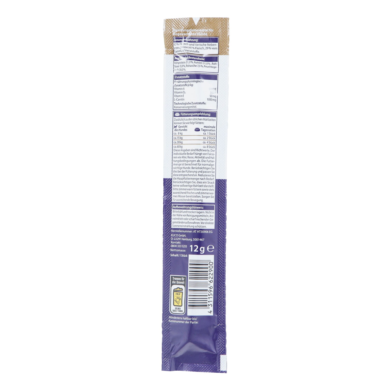 Pablo Hundenahrung Fleischsnack 12 g, verschiedene Sorten, 60er Pack