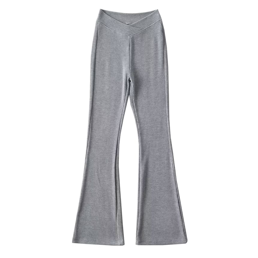 Osion - Hoge taille effen bootcut gebreide broek