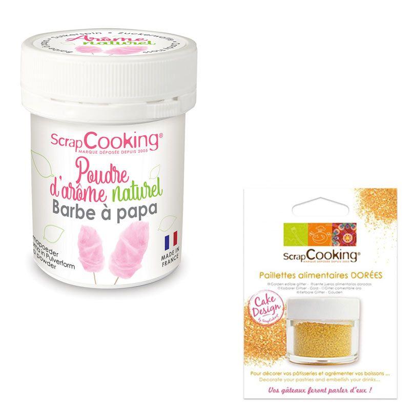 Arôme alimentaire naturel en poudre barbe à papa + paillettes dorées S