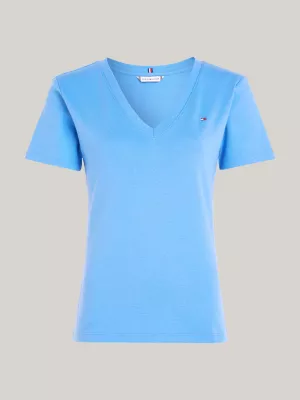 Camiseta Slim Fit com Decote em V e Textura Canelada