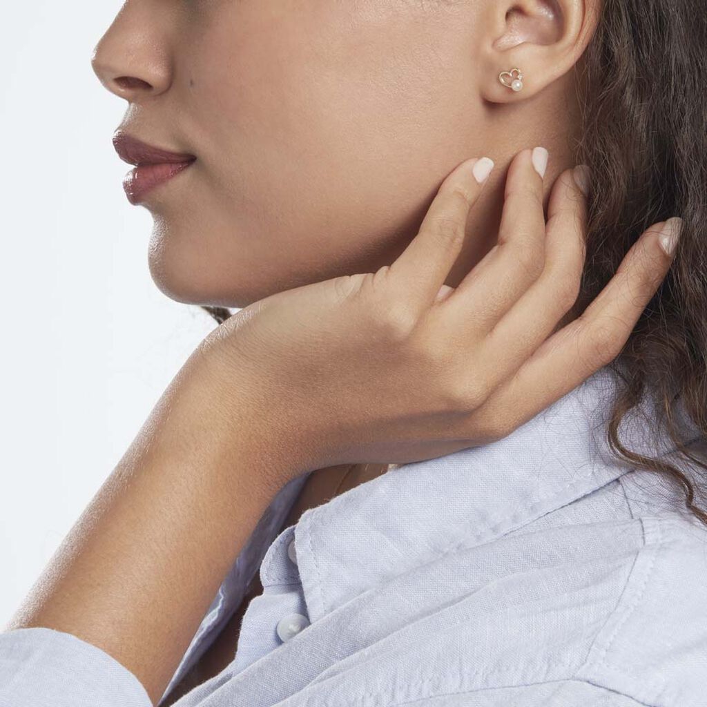 Boucles D'oreilles Puces Or Jaune Fergus Perle De Culture Oxyde
