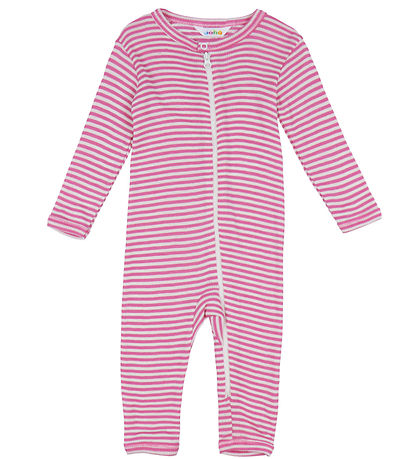 Joha Strampler - Rib - Wolle/Seide - Off White/Pink