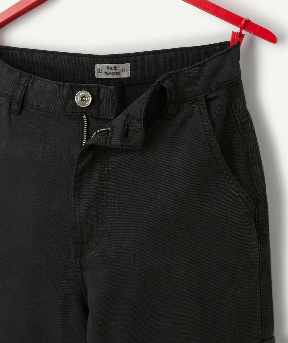 pantalon large cargo fille en viscose responsable noir
