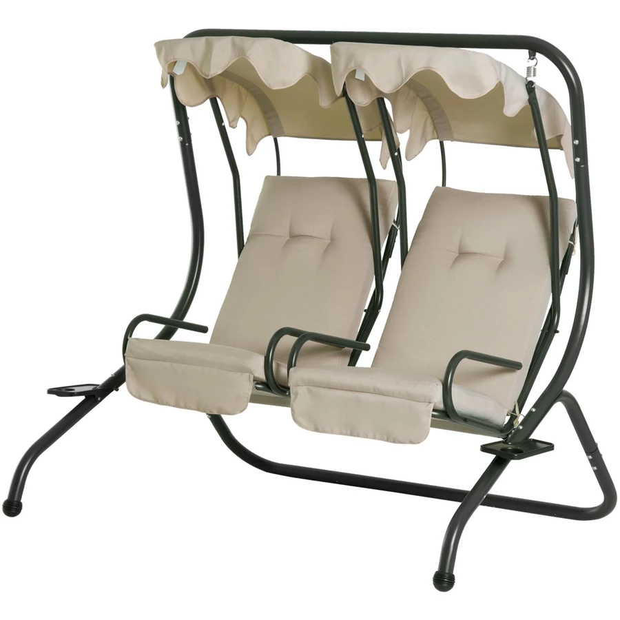 Outsunny Gartenschaukel mit Sonnendach beige