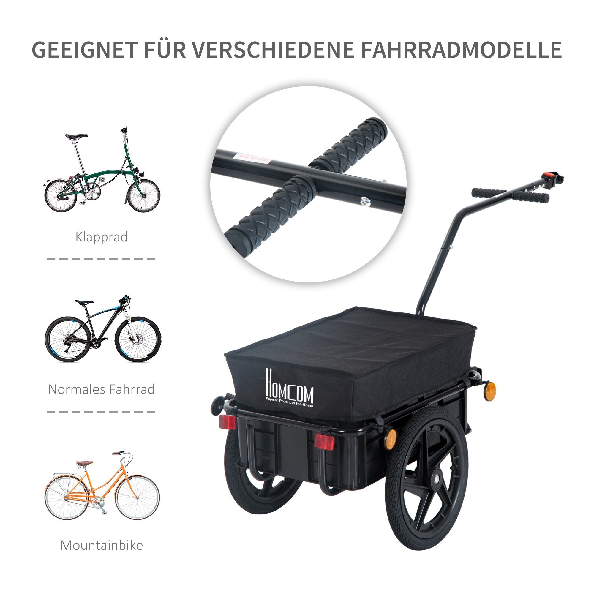 HOMCOM Lastenanhänger schwarz 144L x 59B x 80H cm