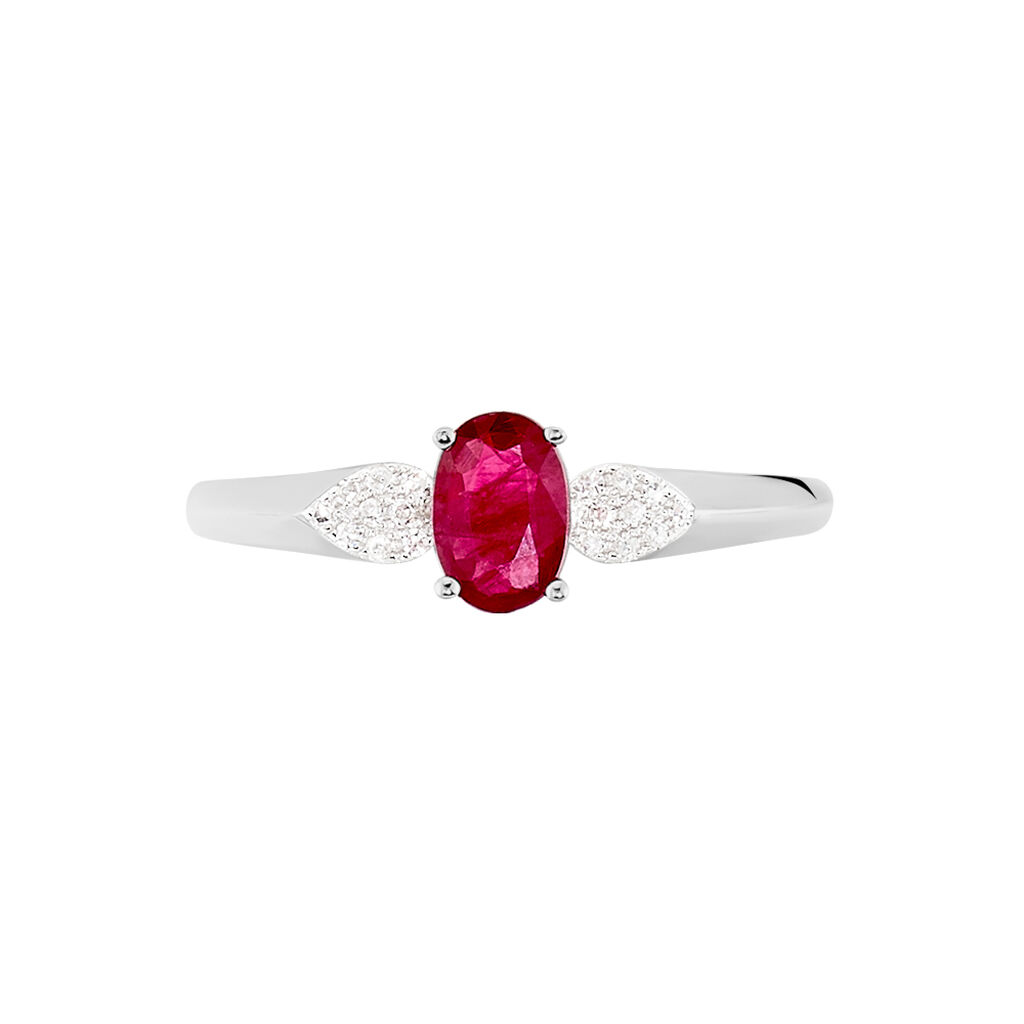 Bague Edgina Or Blanc Rubis Et Diamant
