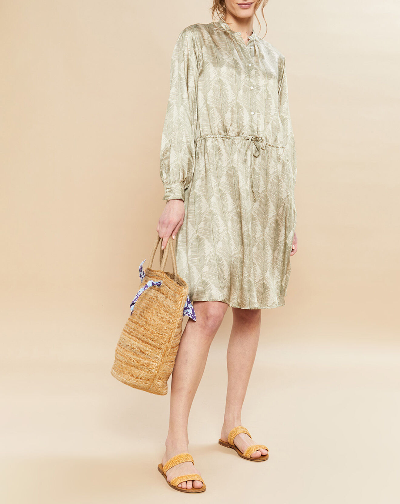 Hartford Robe en Soie mélangée Romane army/beige
