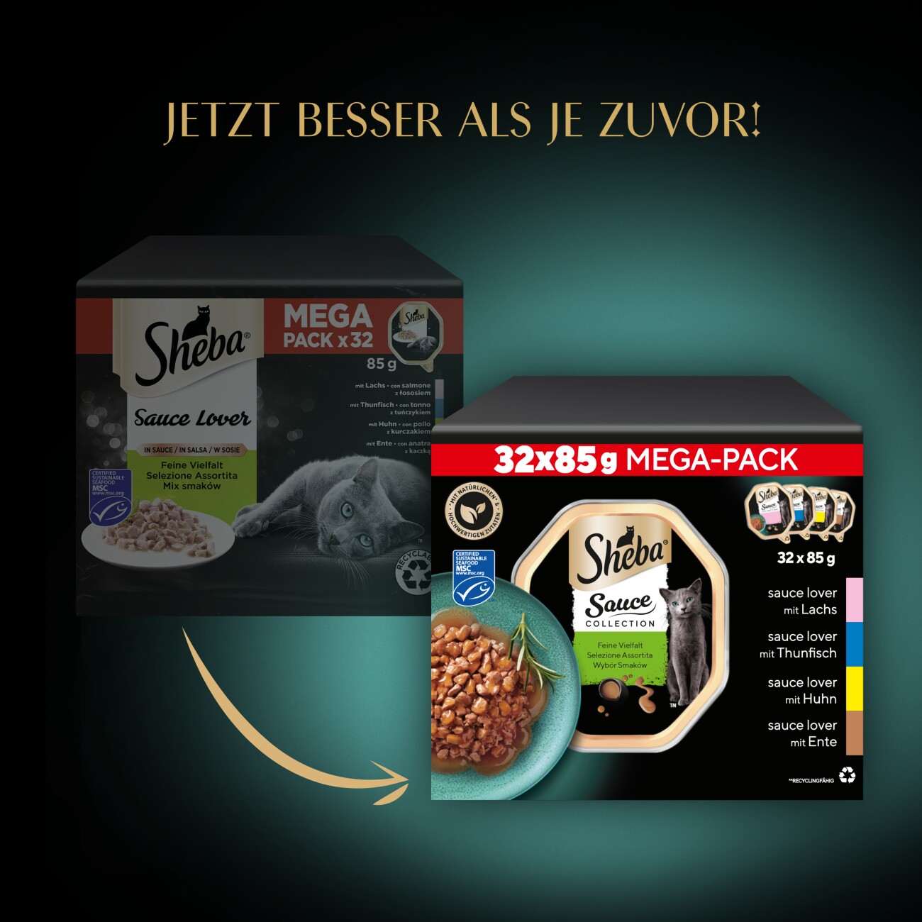Sheba Multipack Mega-Pack Sauce Collection Feine Vielfalt MSC 32x85 g