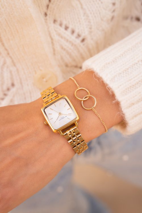 Vierkant horloge met witte wijzerplaat