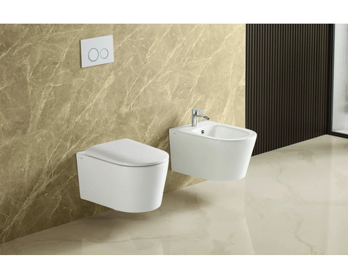 Jungborn wandclosetset ONE 53, randloos, glanzend wit, met toiletzitting met Turbo-Flush-technologie