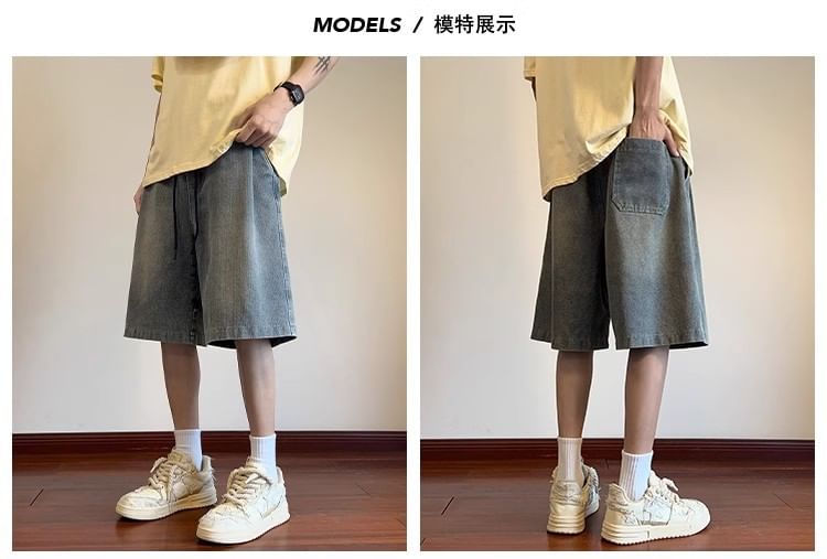 Capbrew - Gewassen denim shorts met trekkoordtaille