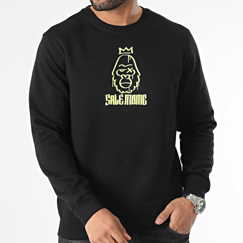 Sweat Crewneck Gorille King Noir Jaune Fluo