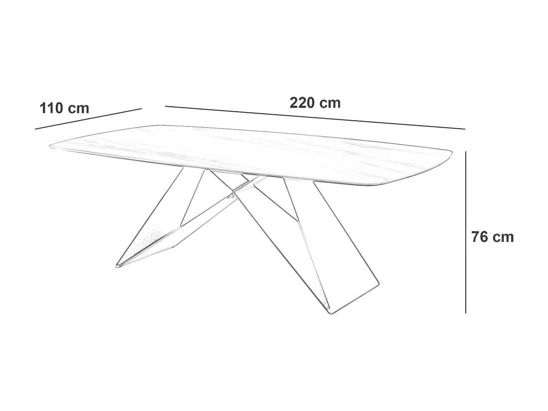 Thanos Table Fixe (220 x 110 cm) en Céramique Marron