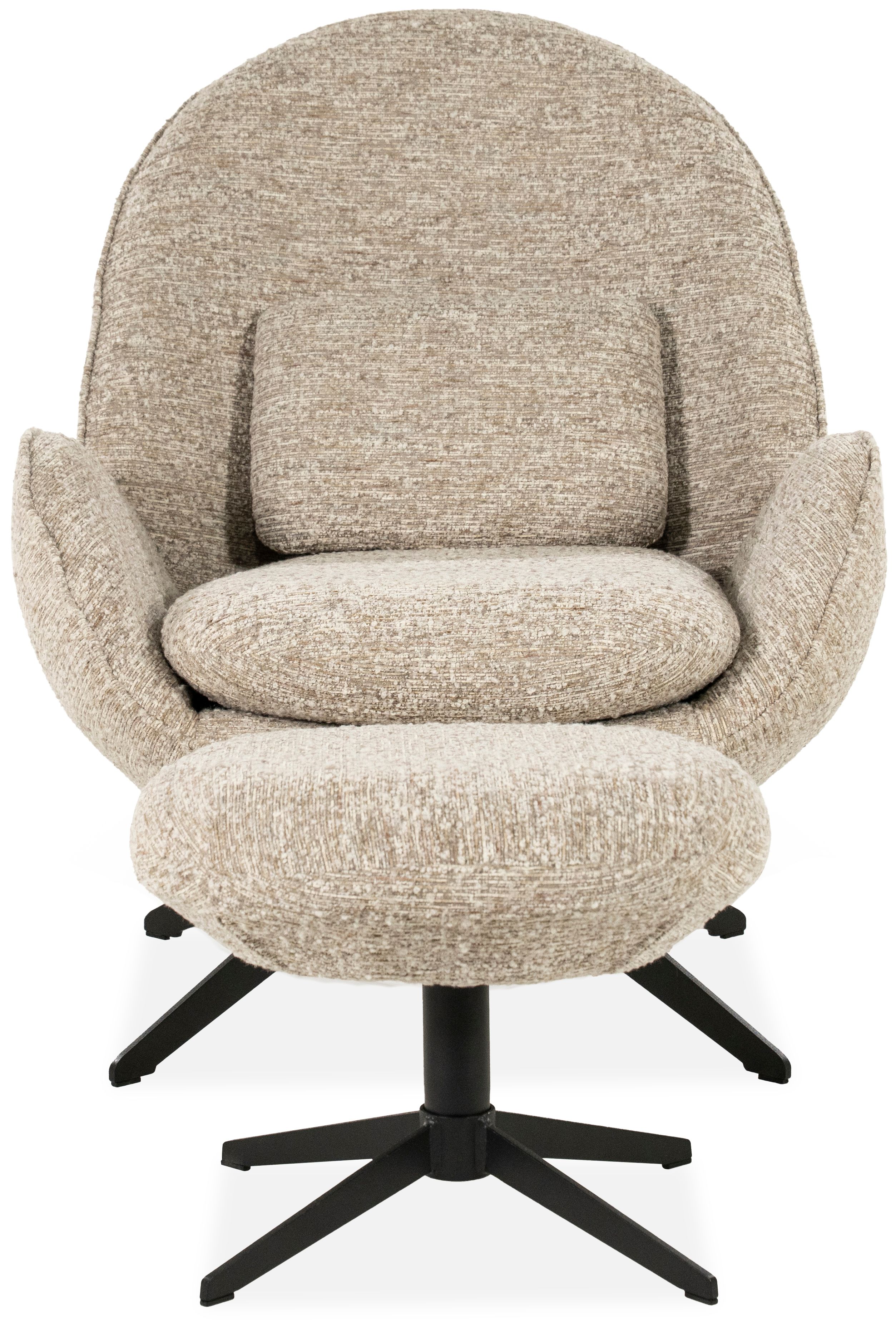 Fauteuil met hocker Taupe 96453 Zora B76 x D87 x H86.2 cm