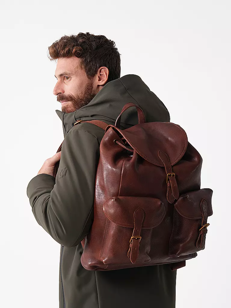 POLO RALPH LAUREN Leder Rucksack  braun