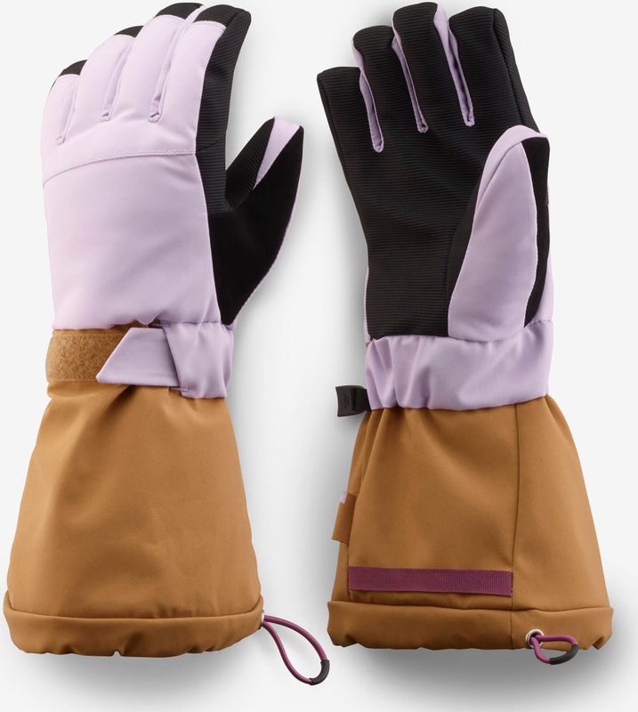Warme skihandschoenen 6-14 jaar ski500 lang lila en bruin