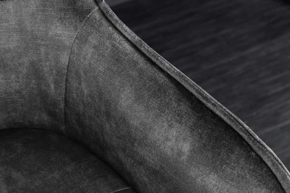 Design Barhocker EUPHORIA grau Samt schwarze Metallbeine Barstuhl mit Lehne