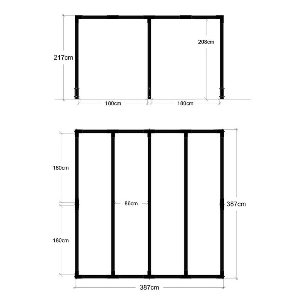 PERGOLA PLUS CUBIC 387X387CM SVART