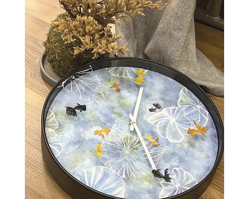 Wandklok, pond, kunststof, blauw, Ø 30 cm