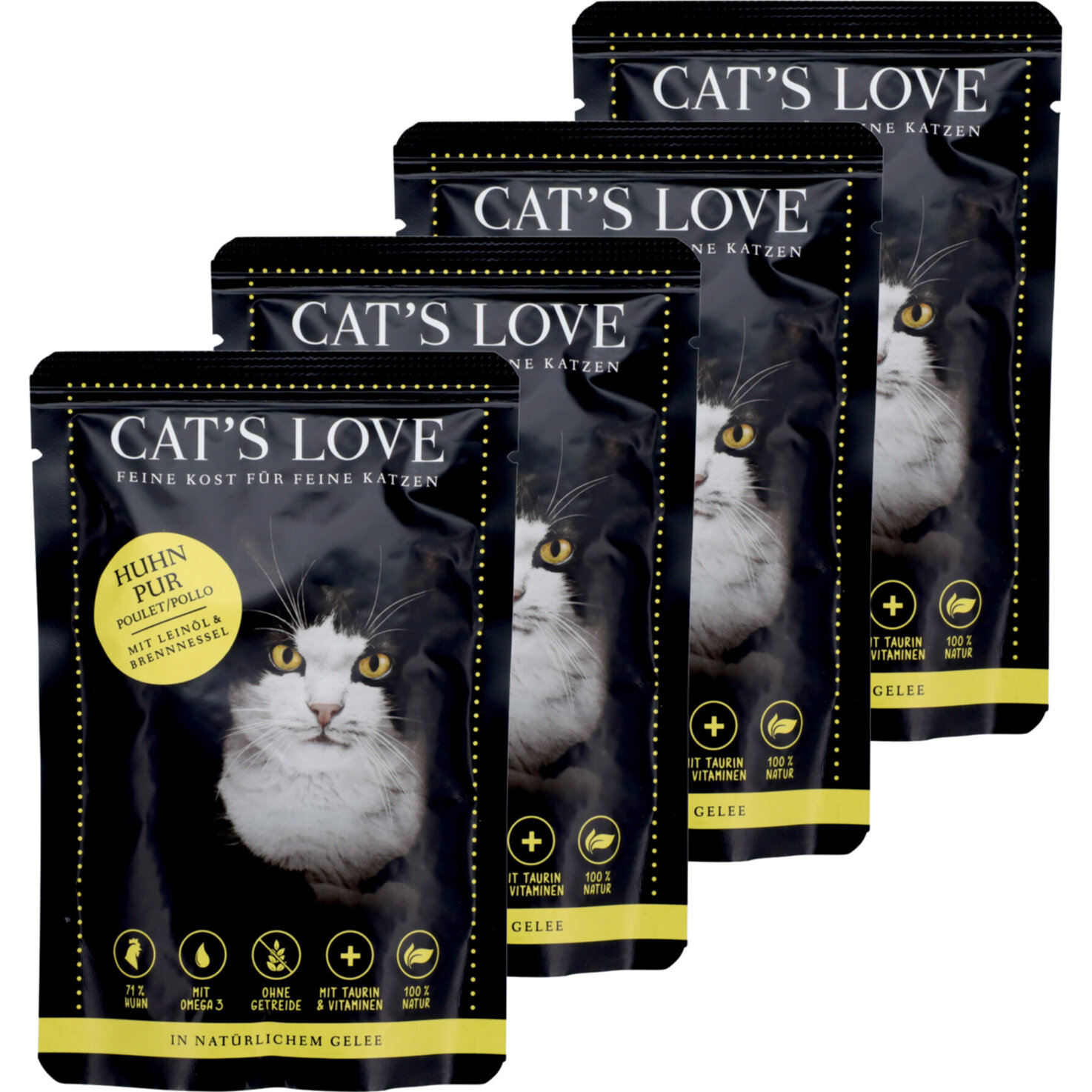 Cat's Love Katzenfutter in Gelee Adult Huhn pur 4x 85g