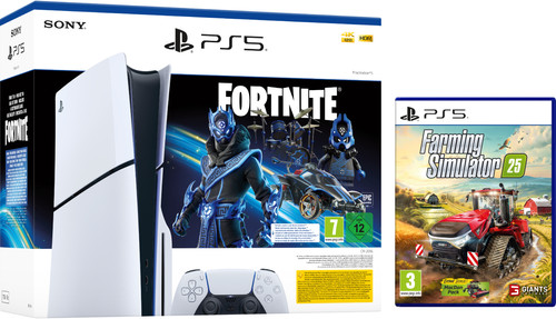 PlayStation 5 Slim Disc Edition + Fortnite Voucher + Farming Simulator 25