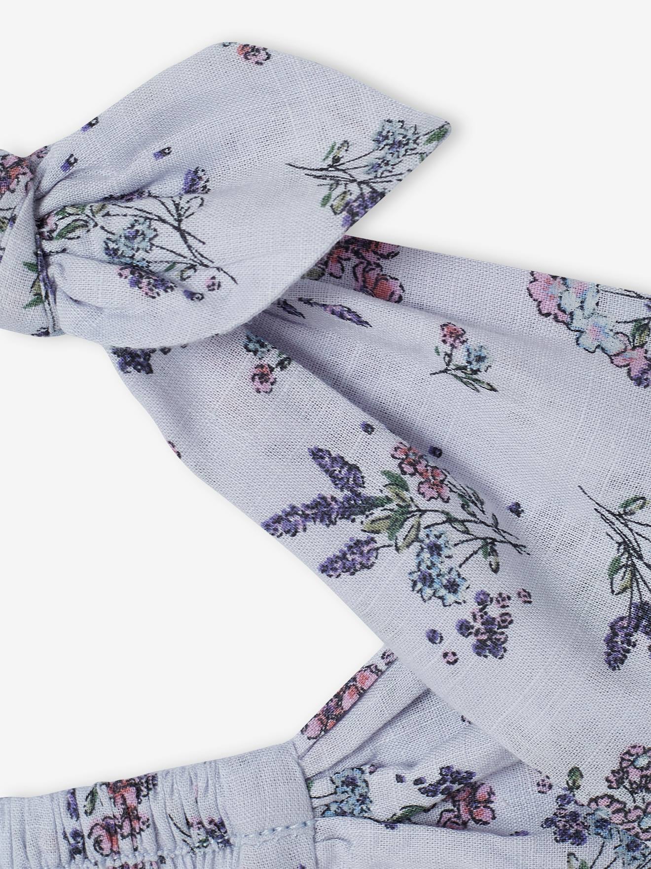 Conjunto de macacão e faixa de cabelo estampados para bebê menina, estampa verde média.