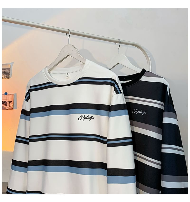 Mimiyox - T-shirt met lange mouwen, ronde hals en strepenprint