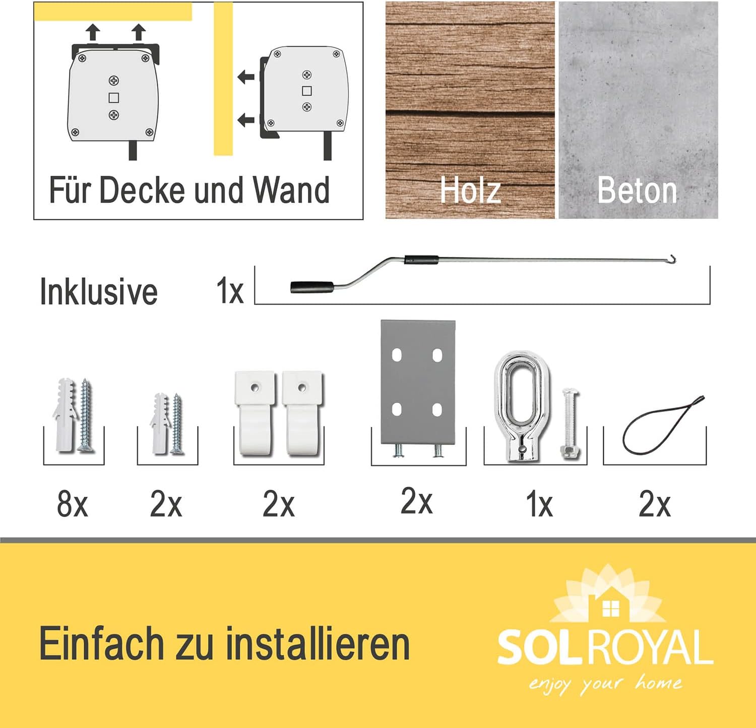 Sol Royal Senkrechtmarkise 160x250 cm MS5 Markise – Robuster Balkonsichtschutz Abnehmbare Handkurbel Wasserabweisender Sonnenschutz Terrasse Balkon Garten Wetterfeste Vertikalmarkise Anthrazit