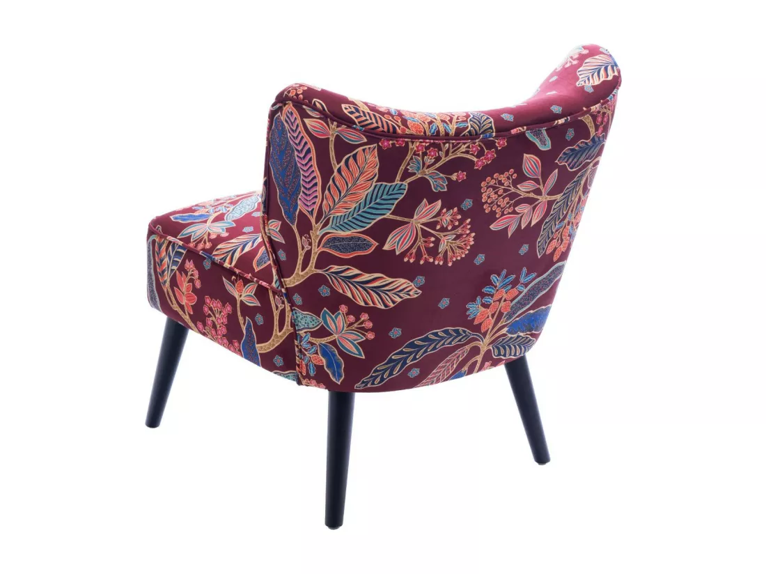 Fauteuil crapaud en velours prune à motifs - VIOLETTE