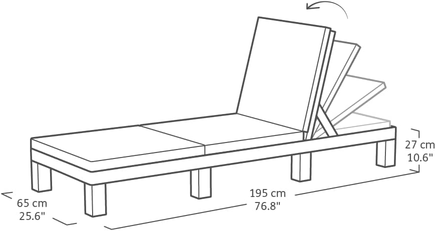 Allibert by Keter Daytona Deluxe Sonnenliege für Garten, Terrasse & Balkon mit verstellbarem Kopfteil, braun, inkl. Auflage, Gartenliege aus Kunststoff, flache Rattanoptik, 195x65x25,5 cm