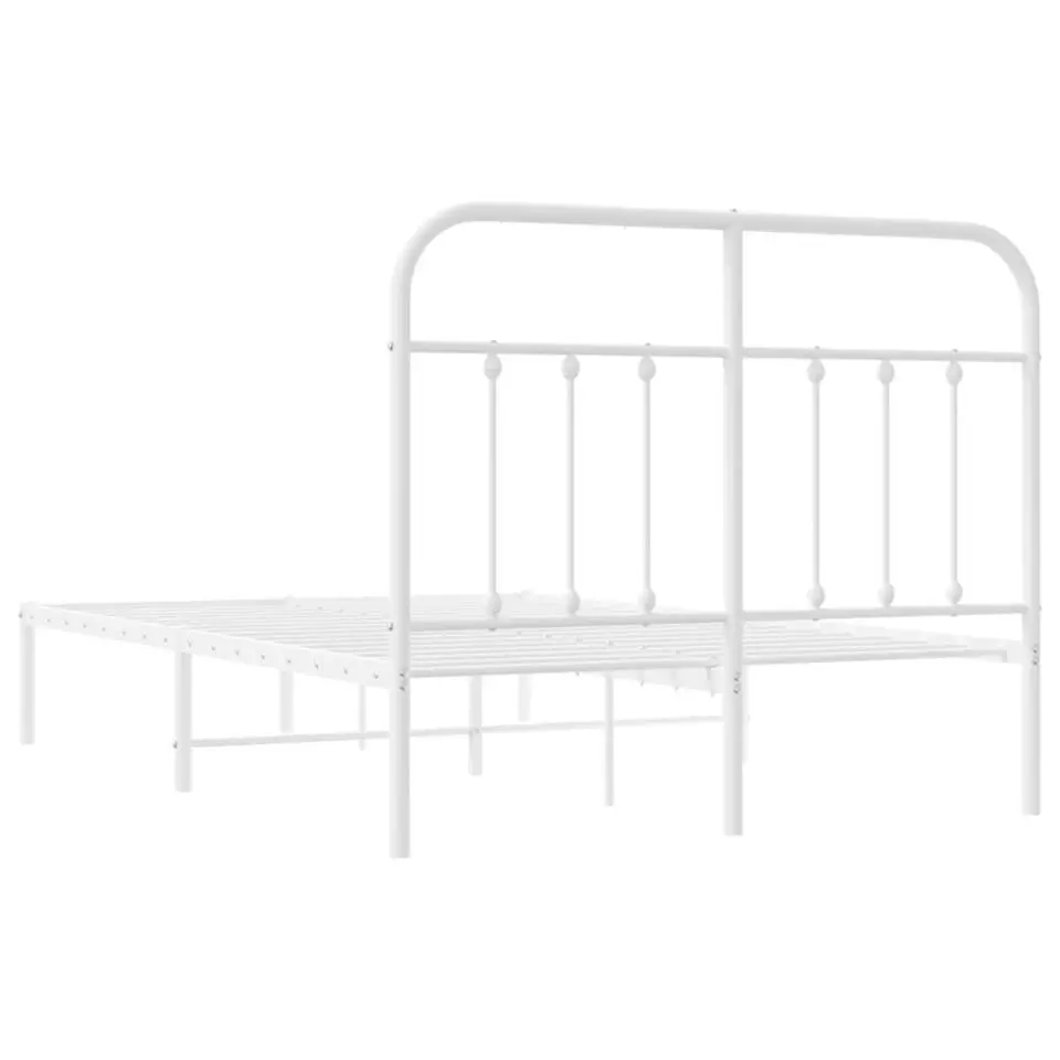 vidaXL - Bed frame met hoofdbord - Wit - Metaal - 120x200 cm