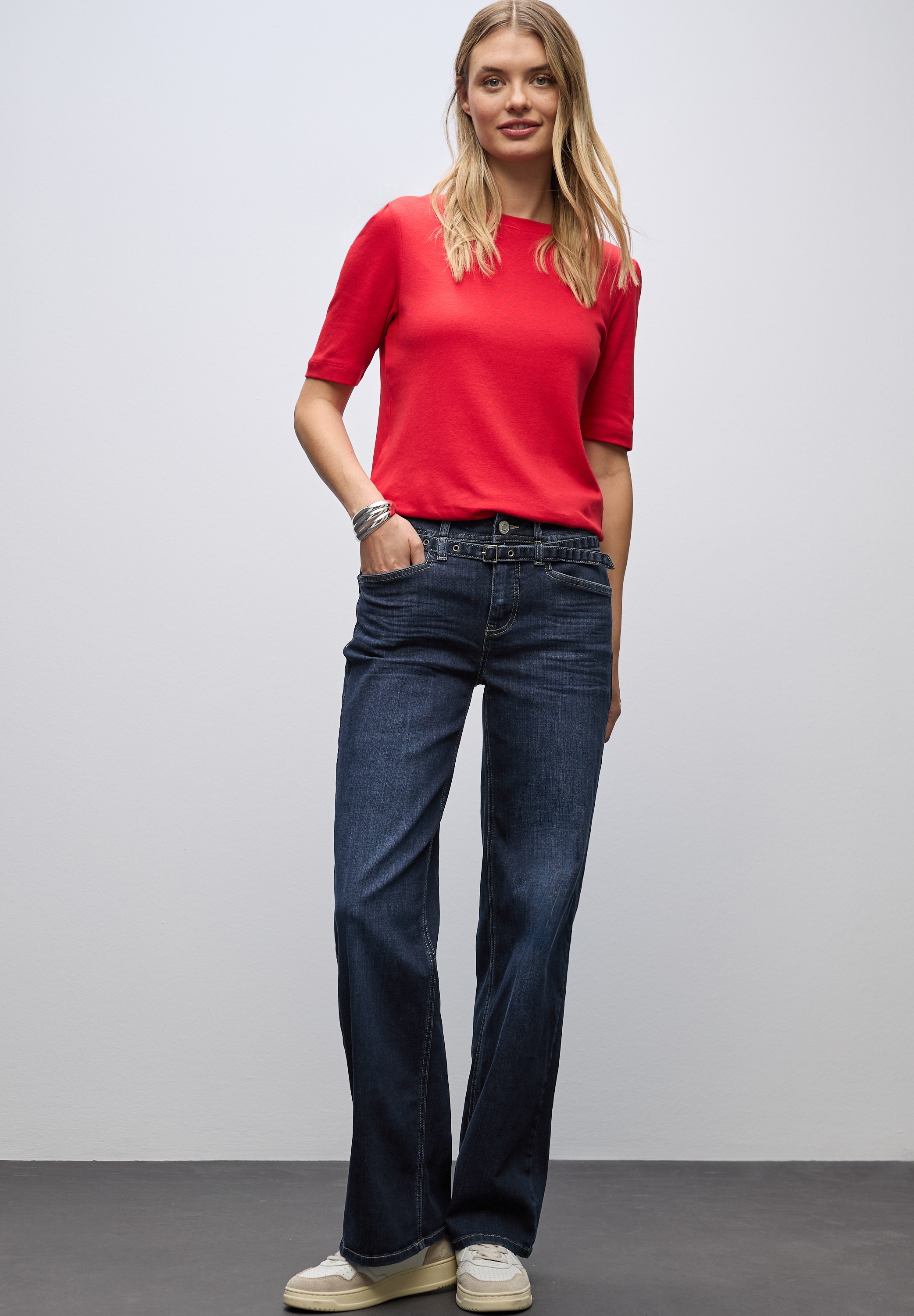 STREET ONE Weite Jeans mit Jeans-Gürtel