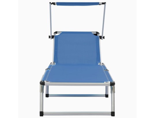VIDAXL - Bain de soleil Chaise longue pliable avec auvent aluminium et textilène