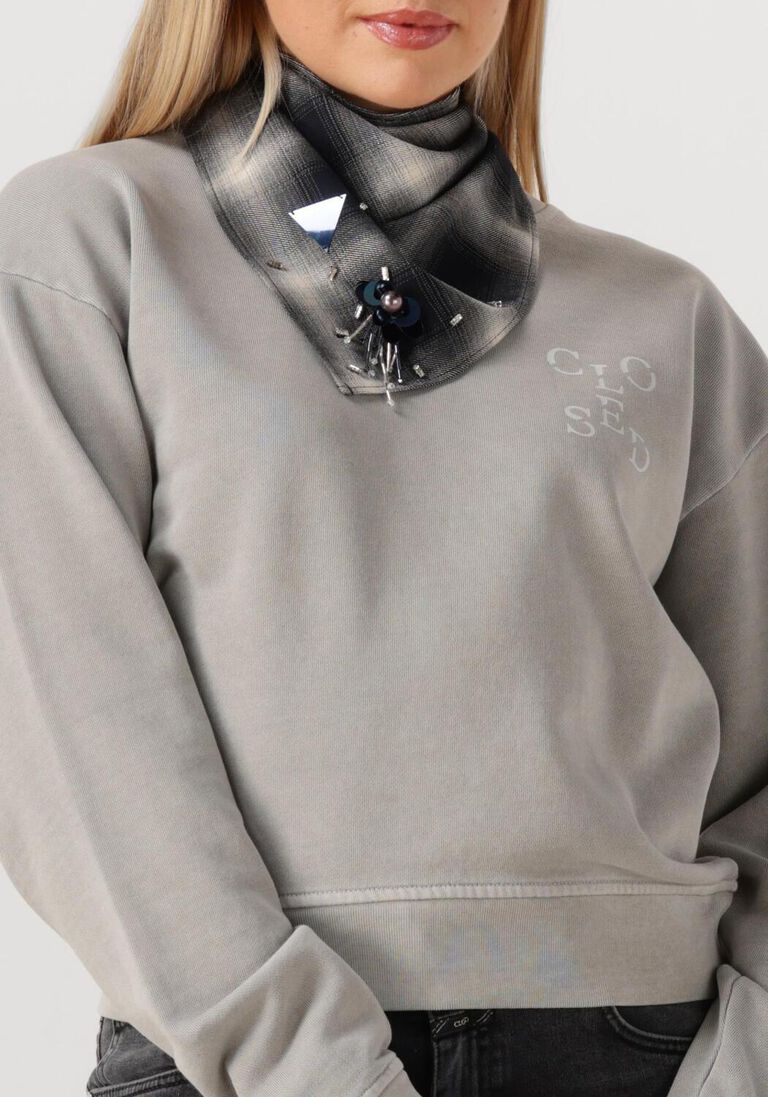lichtgrijze closed sweater printed sweat shirt