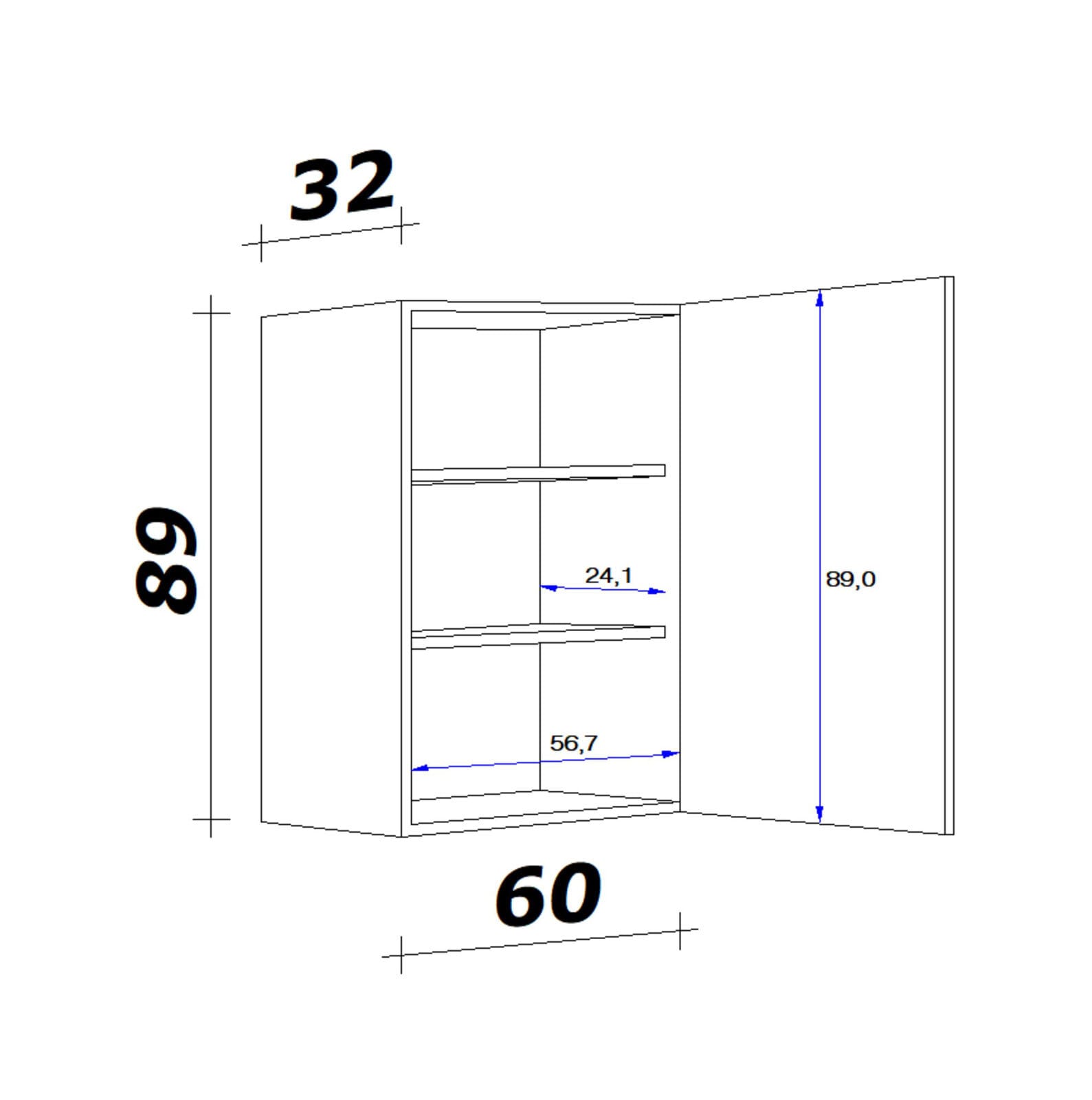 Oberschrank Neo Weiß ca. 60x86x32 cm