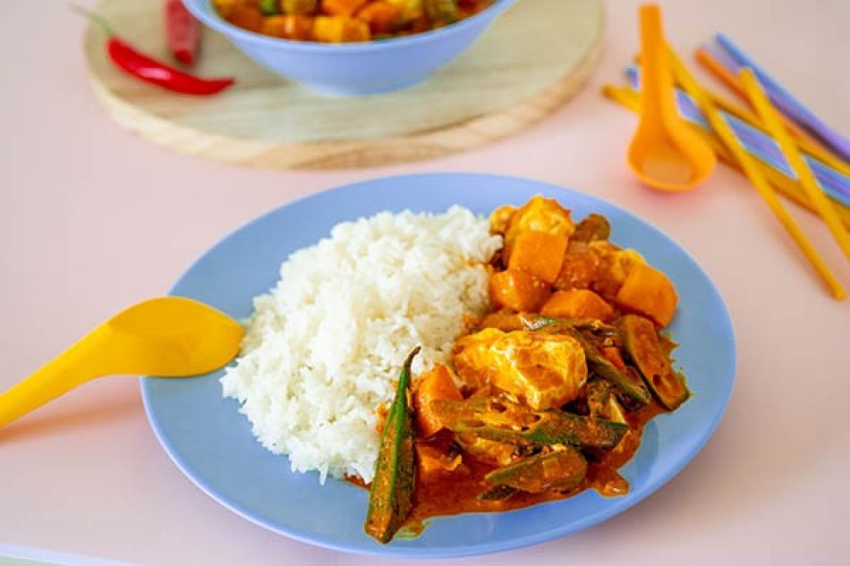 Tofu curry met zoete aardappel