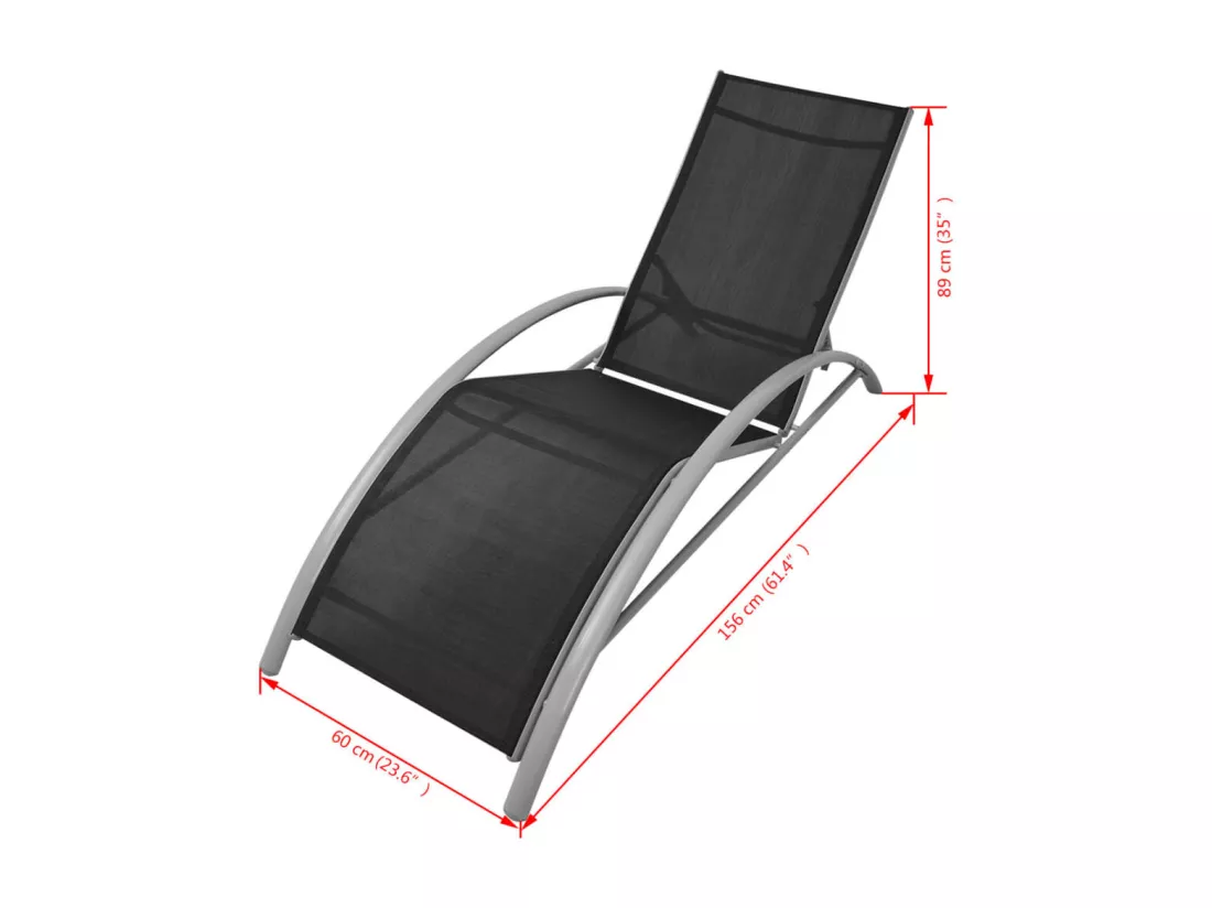 Chaises longues et parasol Aluminium Noir