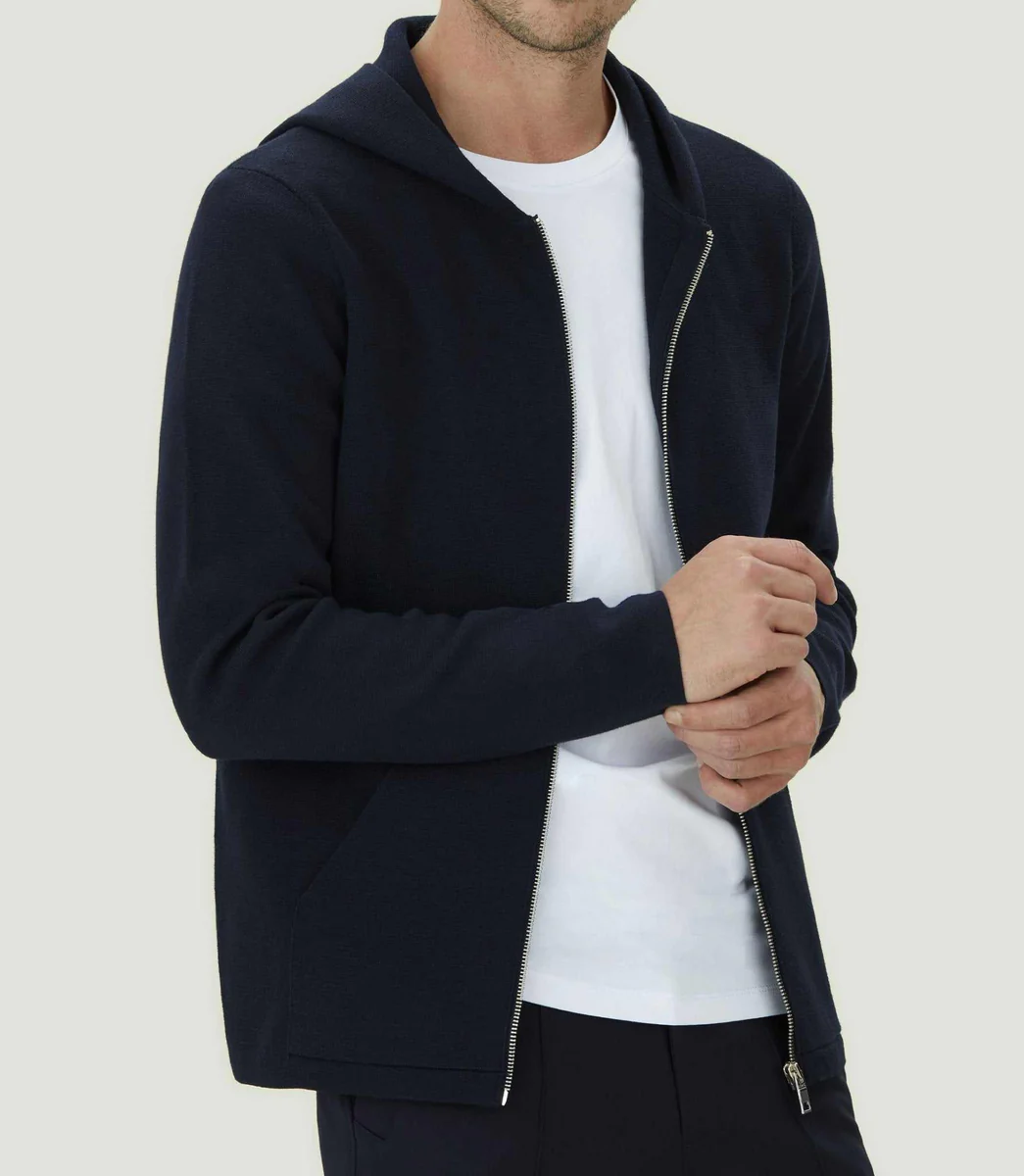 Gilet zippé à capuche marine 