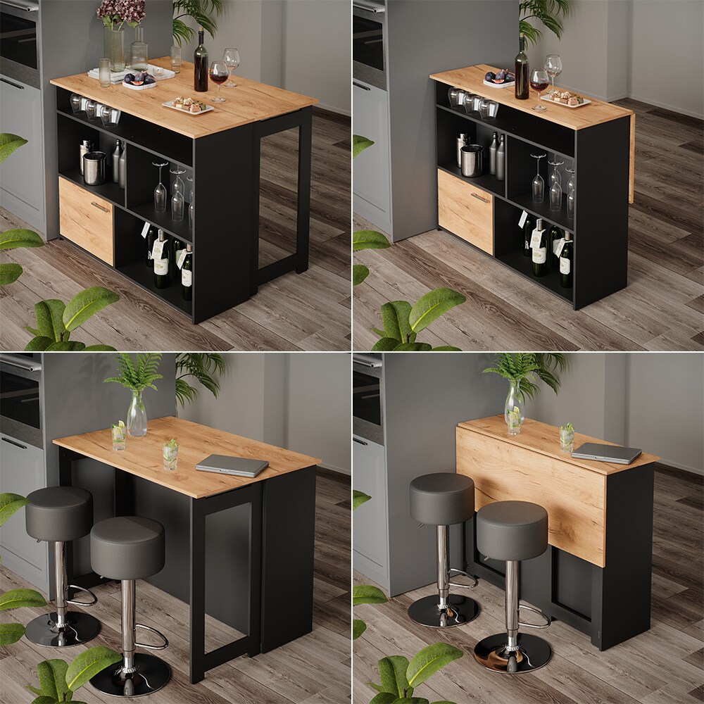 Vicco Bartisch Dominic Eiche Anthrazit 116 x 37 cm Esszimmer Küche offene Fächer Tür