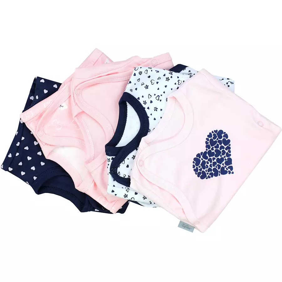 TupTam Baby Mädchen Kurzarm Wickelbody 5er Set rosa Modell 1