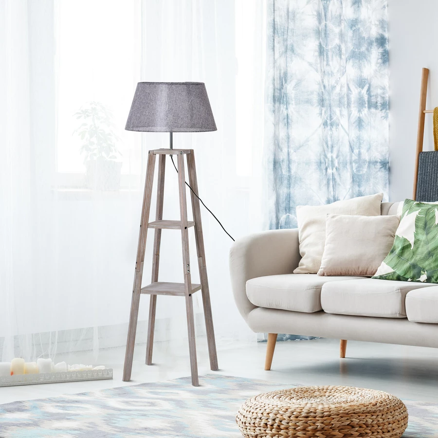 HOMCOM Stehlampe im skandinavischen Stil grau