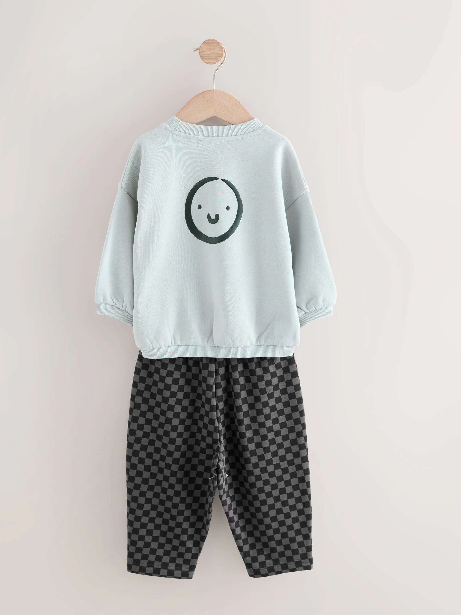 Zwart/wit met print - Set met sweatshirt en joggingbroek met strepen (3mnd-7jr)