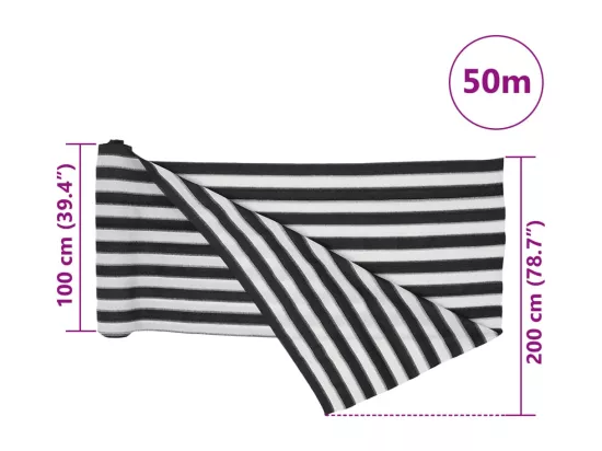 Filet brise-vue anthracite et blanc 2x50 m PEHD 75 g/m²