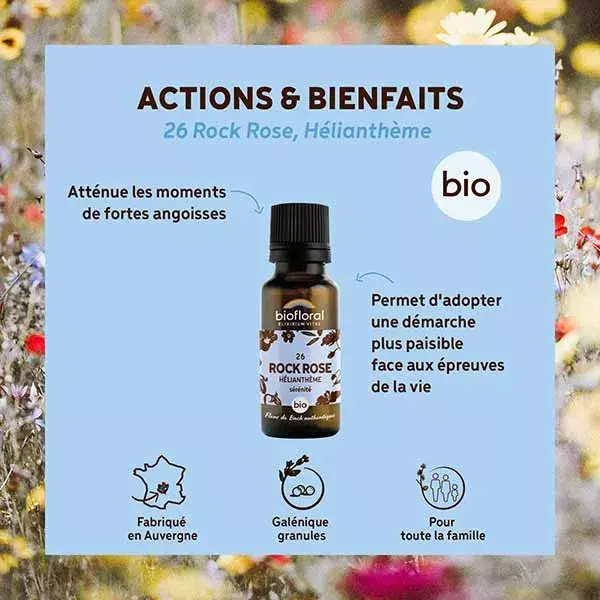 Biofloral 26 Rock Rose Heliantheme Granules Organic Bach Flower Granules 19.5 g
