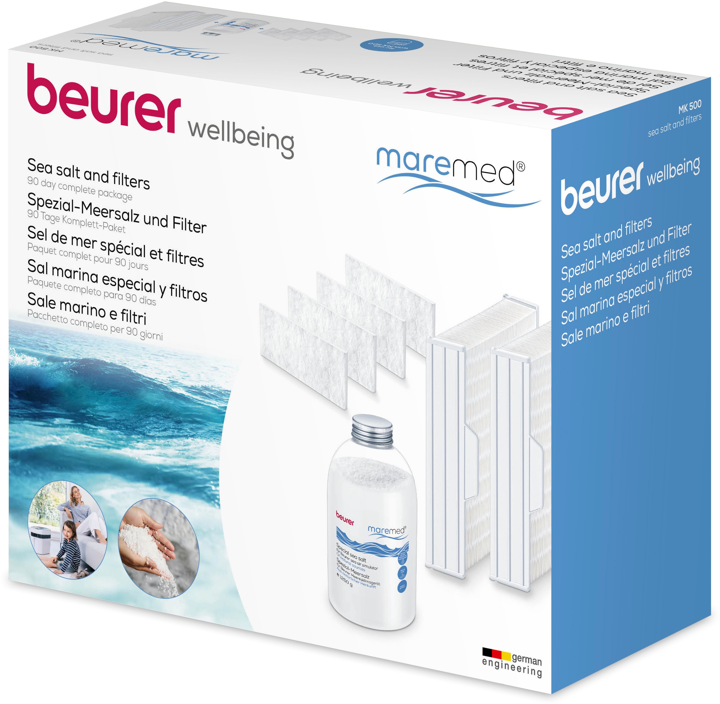 BEURER Kombigerät Luftbefeuchter und -reiniger »Maremed Meeresklimagerät, Kombiset mit Filter und Salz« für 50 qm Räume Simuliert Meeresklima für zuhause, mit Luftbefeuchtung und - reinigung